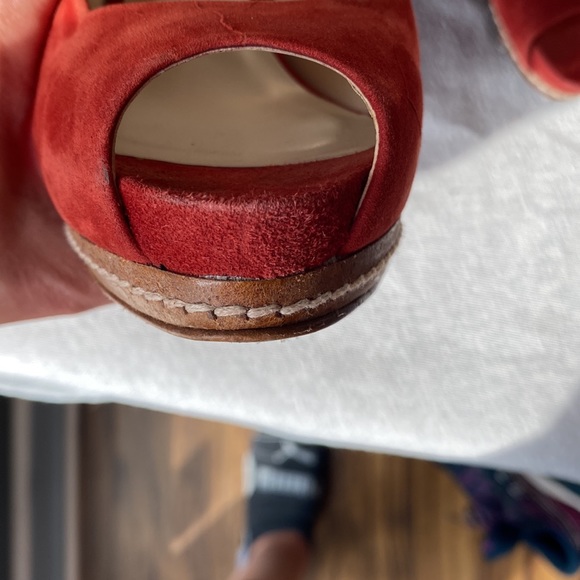 Zara Woman Suede Peep Toe Platform Heels Color Pumpkin Size 37 - Picture 8 of 9